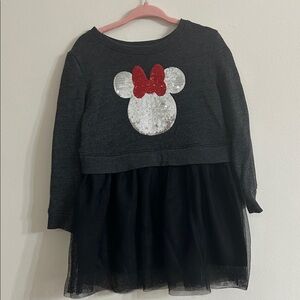 Girls Black Sequin Minnie Mouse Tulle Dress